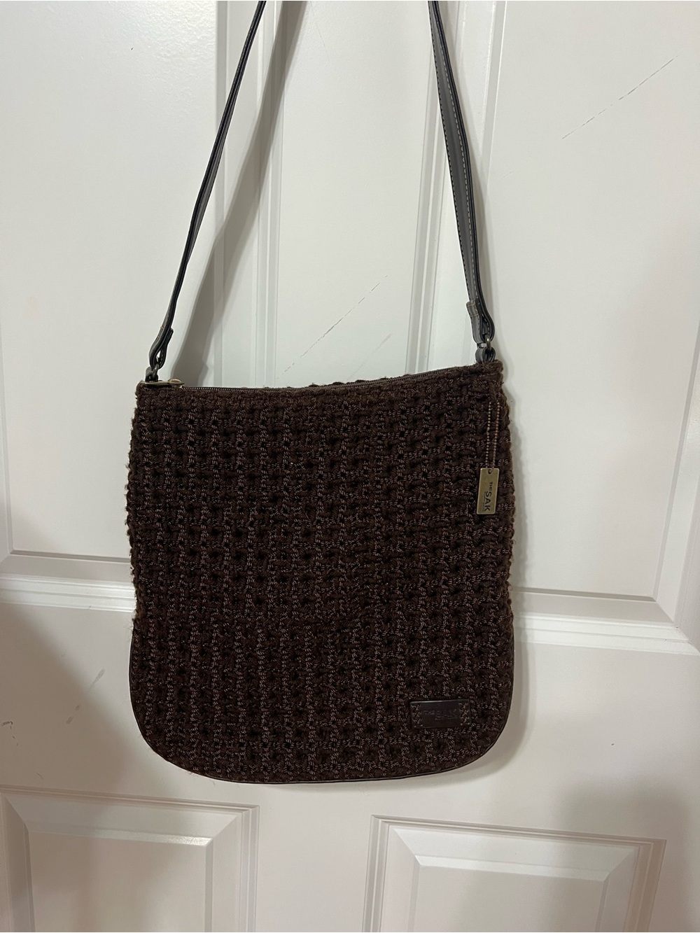 The Sak Dark Brown Woven Shoulder Bag